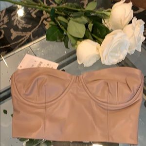 Zara faux leather bustier crop NWT